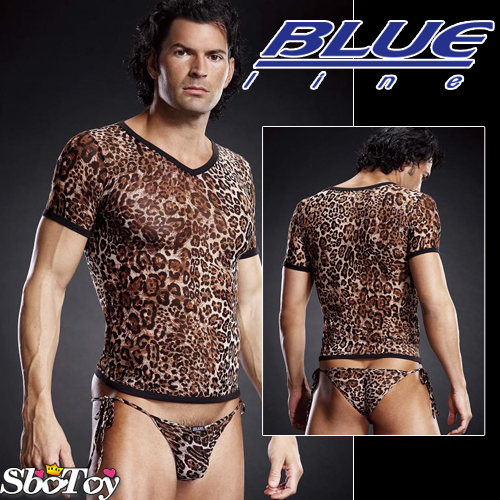 美國Blue Line-男子漢V領透氣T袖-豹紋色 L/XL BLM020-適合亞洲男性尺寸