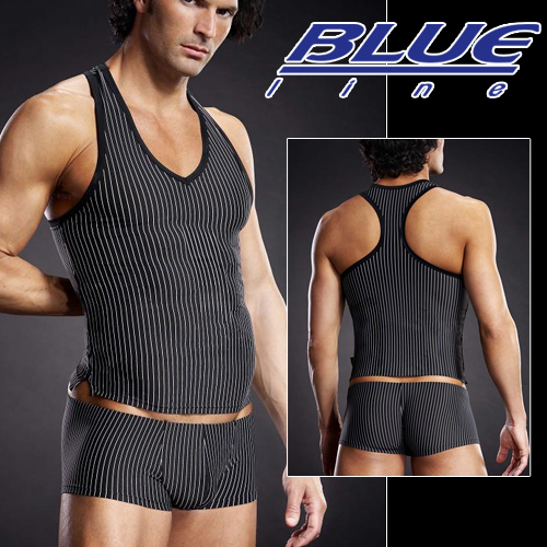 美國Blue Line-競技猛男V領挖背背心-條紋款 L/XL BLM006-適合亞洲男性尺寸